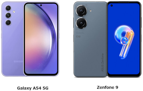 GalaxyA54とZenfone9のスペック比較